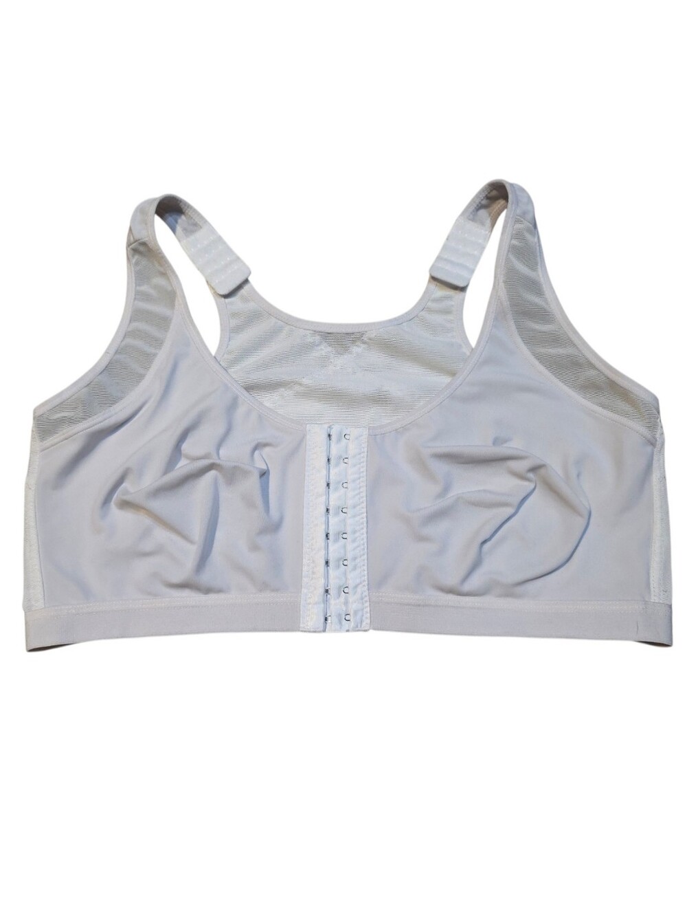 ​White Front Close Posture Support Bra Wireless Mesh Back CrissCross Comfort 4XL